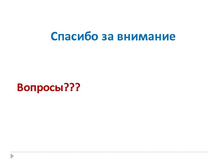 Спасибо за внимание Вопросы? ? ? 