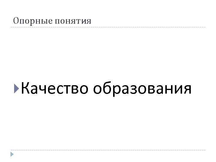 Опорные понятия Качество образования 