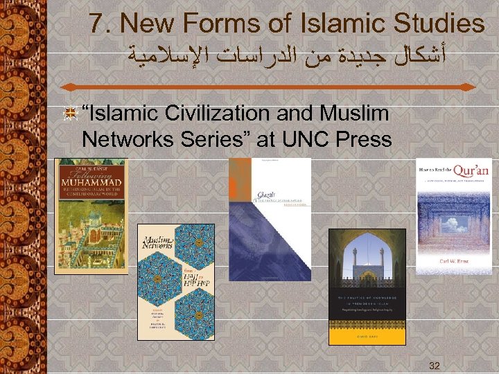 7. New Forms of Islamic Studies ﺃﺸﻜﺎﻝ ﺟﺪﻳﺪﺓ ﻣﻦ ﺍﻟﺪﺭﺍﺳﺎﺕ ﺍﻹﺳﻼﻣﻴﺔ “Islamic Civilization and