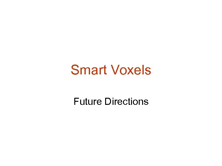 Smart Voxels Future Directions 