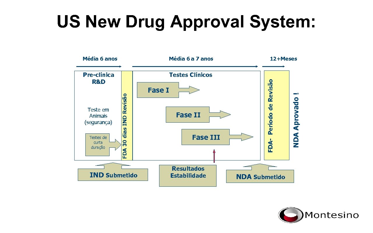 US New Drug Approval System: Testes Clínicos Teste em Animais (segurança) Testes de curta