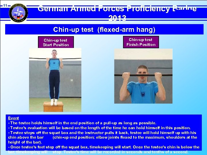 11 German Armed Forces Proficiency Badge 2013 Chin-up test (flexed-arm hang) Chin-up test Start