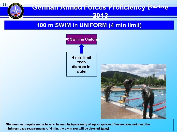 21 German Armed Forces Proficiency Badge 2013 100 m SWIM in UNIFORM (4 min