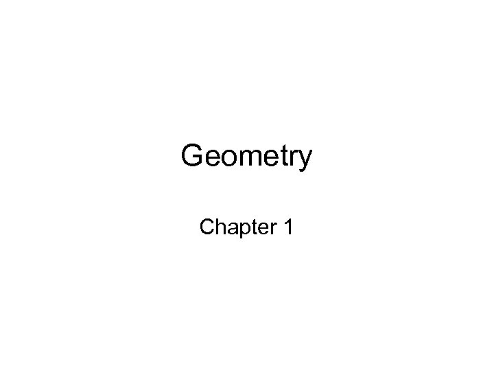 Geometry Chapter 1 