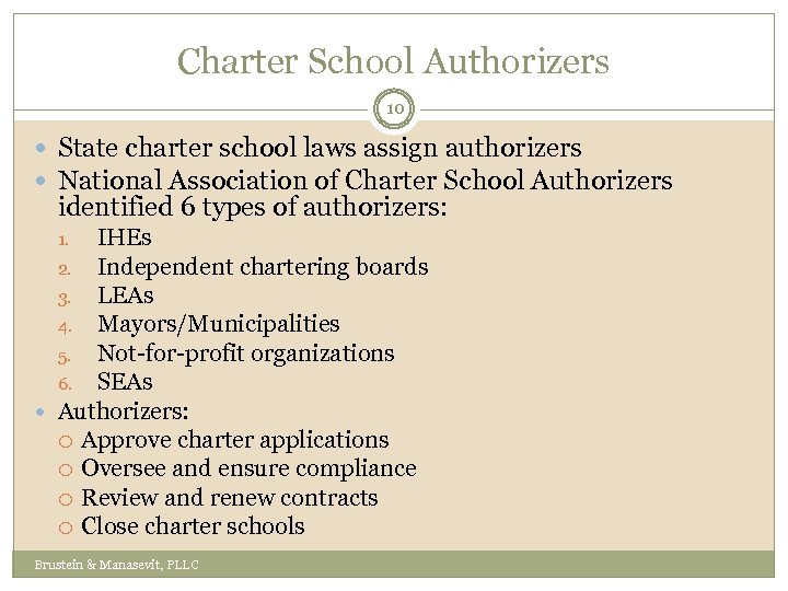 Charter School Authorizers 10 State charter school laws assign authorizers National Association of Charter