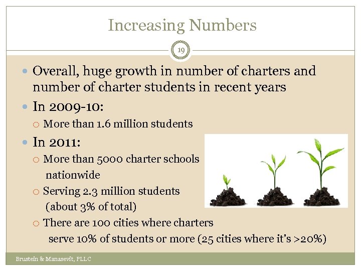 Increasing Numbers 19 Overall, huge growth in number of charters and number of charter