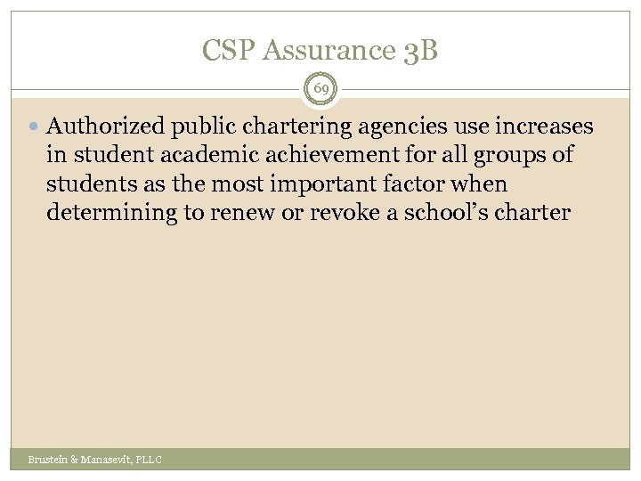 CSP Assurance 3 B 69 Authorized public chartering agencies use increases in student academic