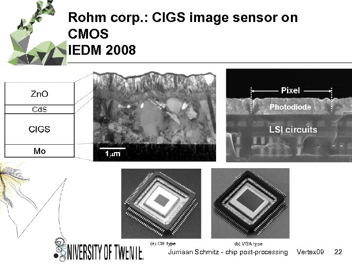 Rohm corp. : CIGS image sensor on CMOS IEDM 2008 Jurriaan Schmitz - chip