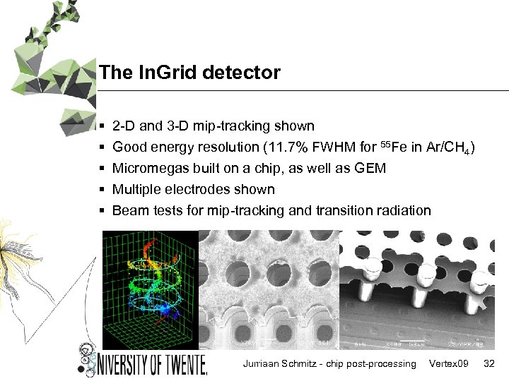 The In. Grid detector § § § 2 -D and 3 -D mip-tracking shown