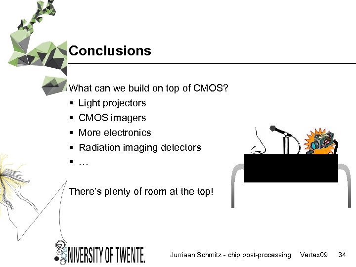Conclusions What can we build on top of CMOS? § Light projectors § CMOS