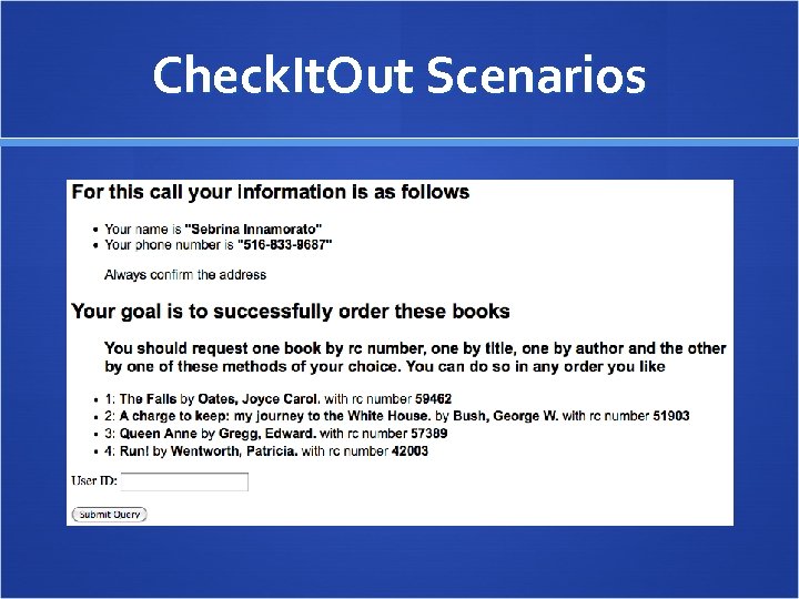 Check. It. Out Scenarios 