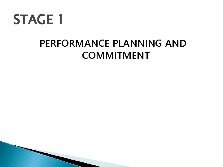 STAGE 1 PERFORMANCE PLANNING AND COMMITMENT 