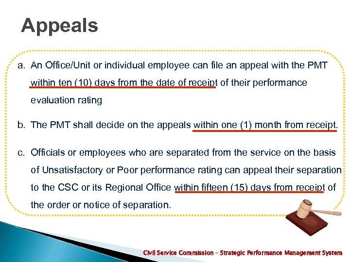 Appeals a. An Office/Unit or individual employee can file an appeal with the PMT