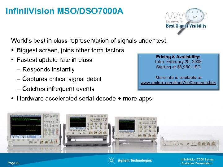 Infinii. Vision MSO/DSO 7000 A World’s best in class representation of signals under test.