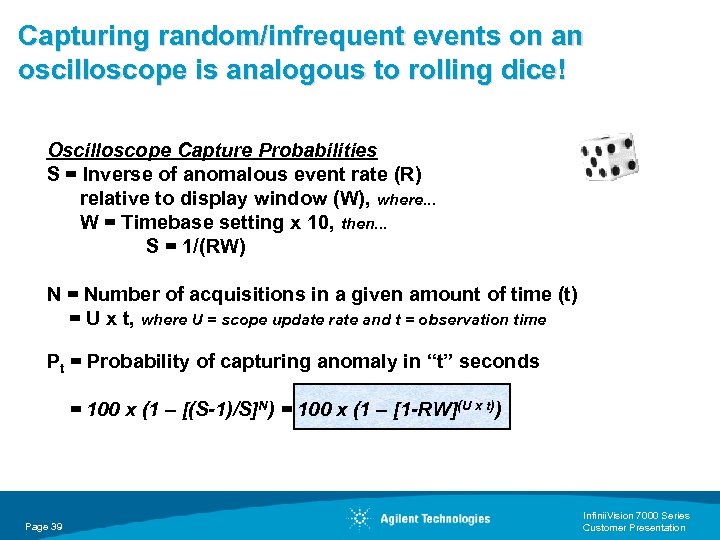 Capturing random/infrequent events on an oscilloscope is analogous to rolling dice! Oscilloscope Capture Probabilities