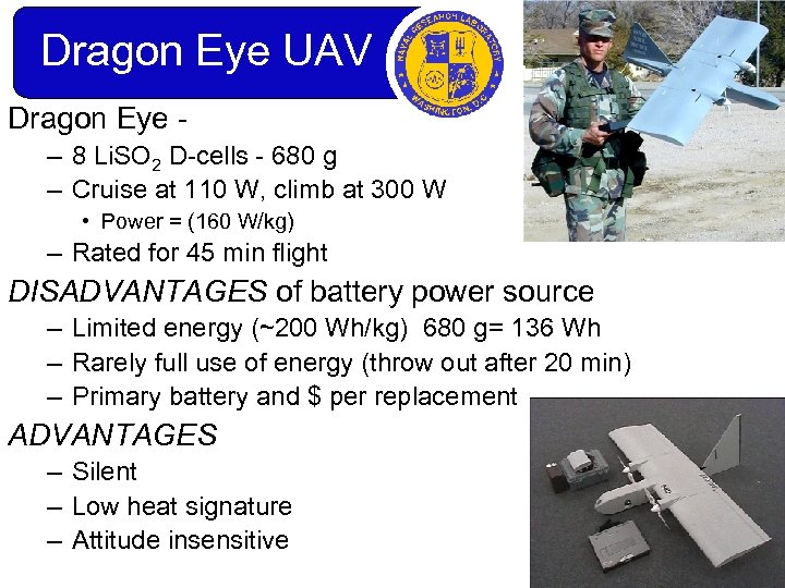 Dragon Eye UAV Dragon Eye – 8 Li. SO 2 D-cells - 680 g