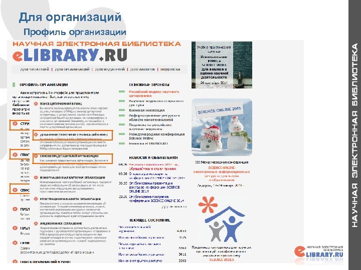 Для организаций Профиль организации 15 