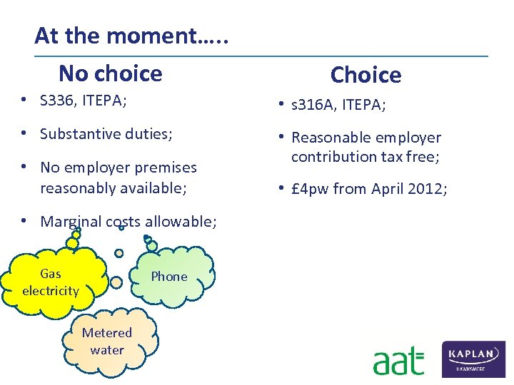 At the moment…. . No choice Choice • S 336, ITEPA; • s 316