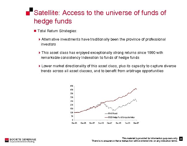 Satellite: Access to the universe of funds of hedge funds n Total Return Strategies: