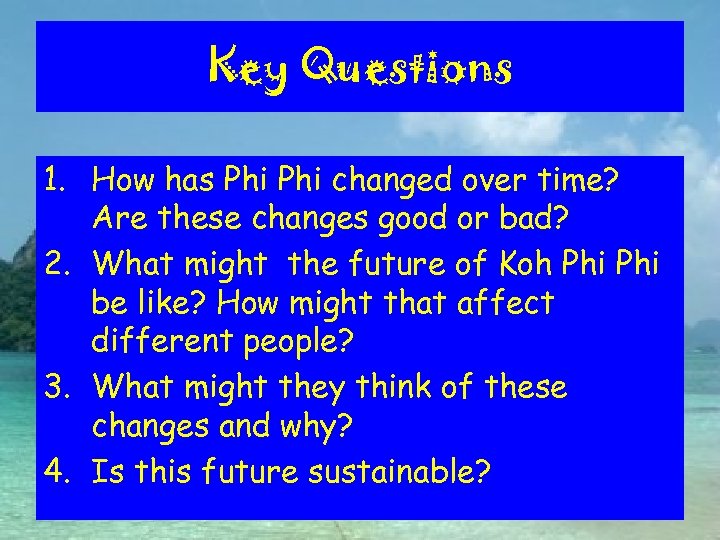 Key Questions 1. How has Phi changed over time? Are these changes good or