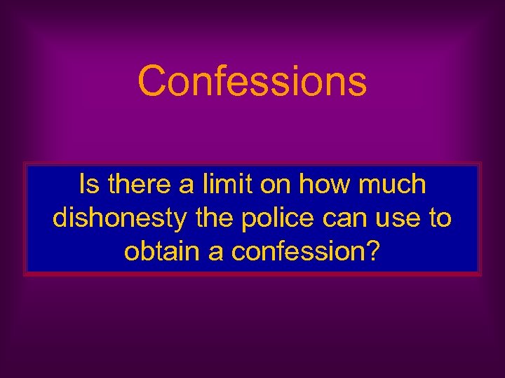 Confessions Is there a limit on how much dishonesty the police can use to