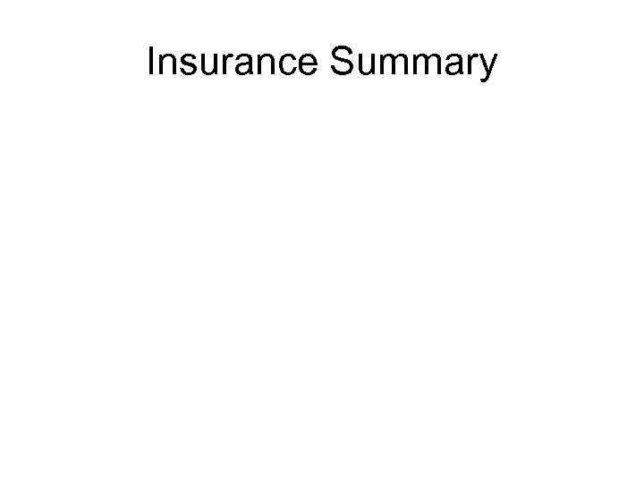 Insurance Summary 