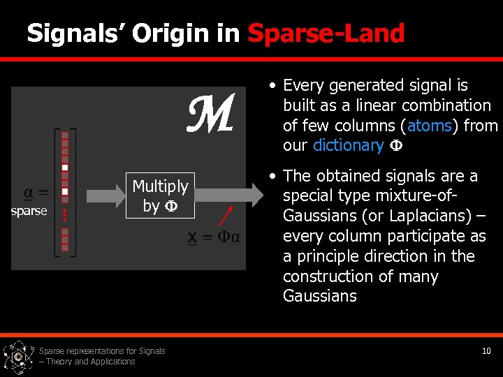 Signals’ Origin in Sparse-Land M sparse Multiply by Sparse representations for Signals – Theory