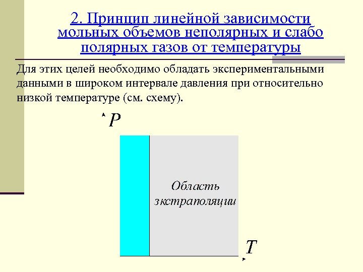 2. Принцип линейной зависимости мольных объемов неполярных и слабо полярных газов от температуры Для