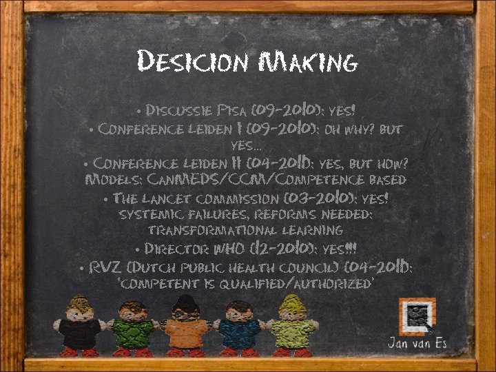 Desicion Making • Discussie Pisa (09 -2010): yes! • Conference Leiden I (09 -2010):