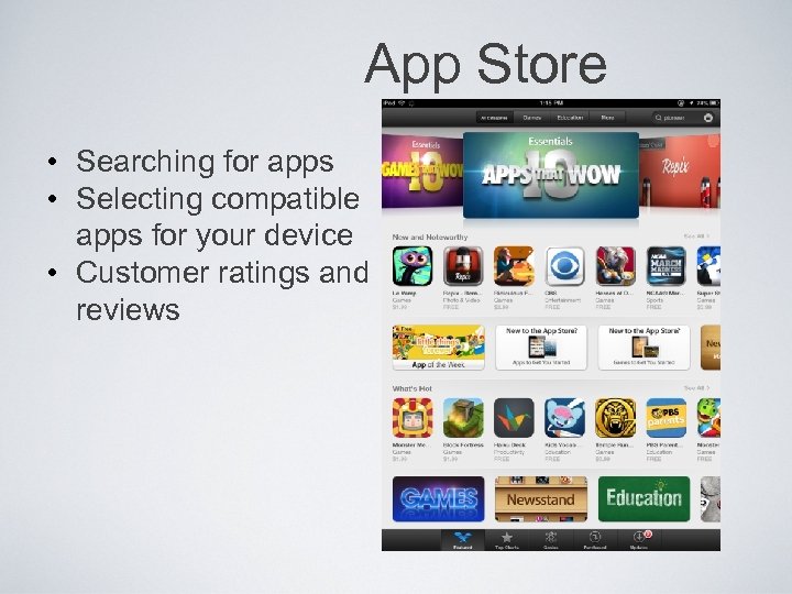 App Store • Searching for apps • Selecting compatible apps for your device •