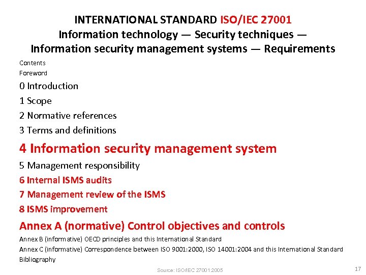 INTERNATIONAL STANDARD ISO/IEC 27001 Information technology — Security techniques — Information security management systems