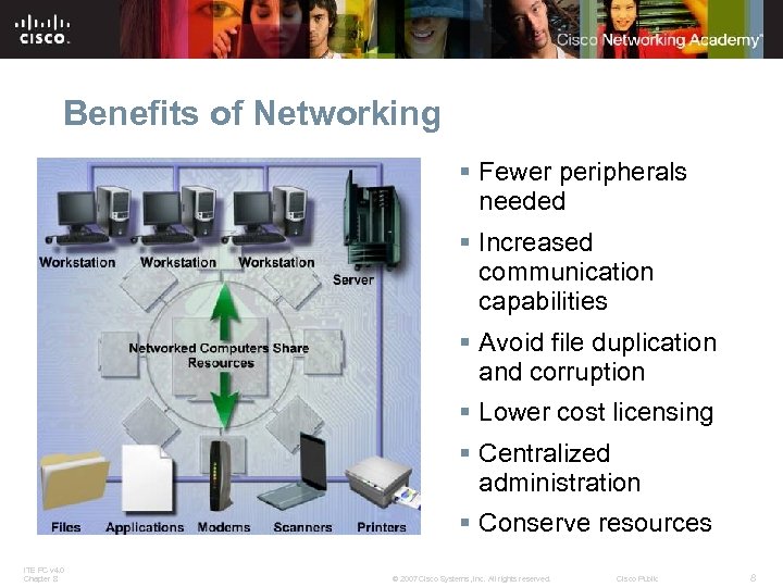 Benefits of Networking § Fewer peripherals needed § Increased communication capabilities § Avoid file