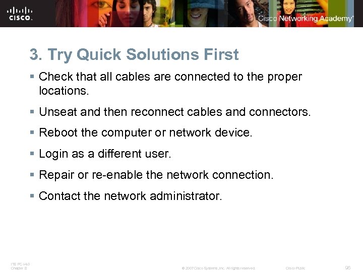 3. Try Quick Solutions First § Check that all cables are connected to the
