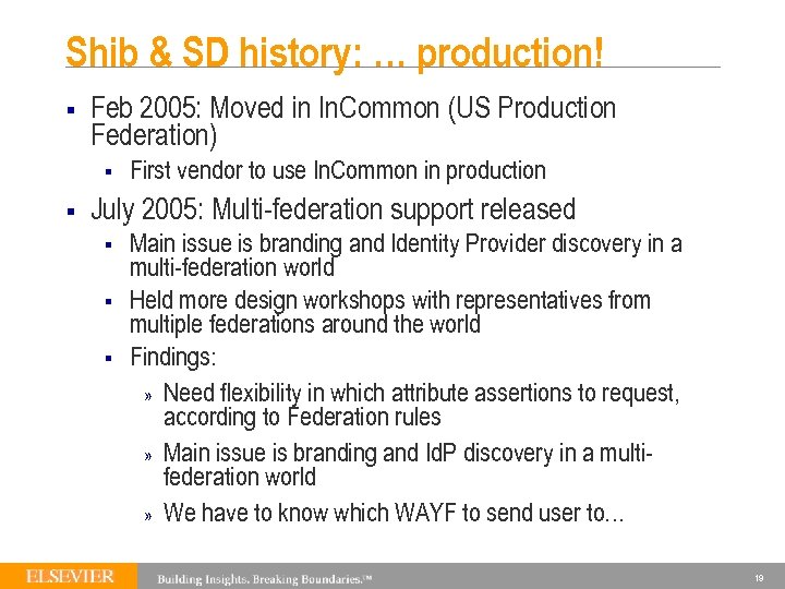 Shib & SD history: … production! § Feb 2005: Moved in In. Common (US