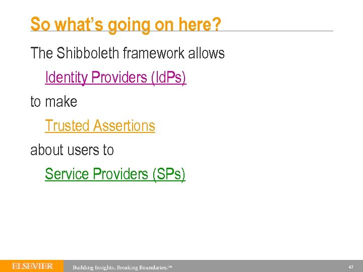 So what’s going on here? The Shibboleth framework allows Identity Providers (Id. Ps) to