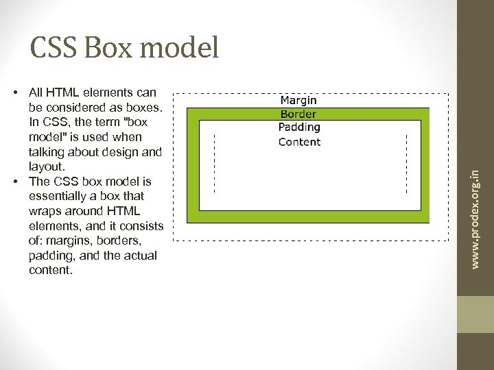  • All HTML elements can be considered as boxes. In CSS, the term