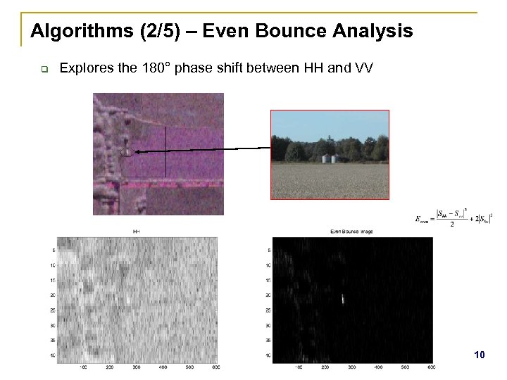 Algorithms (2/5) – Even Bounce Analysis q Explores the 180° phase shift between HH