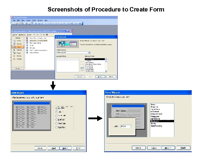Screenshots of Procedure to Create Form 