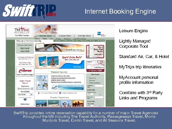 Internet Booking Engine Leisure Engine Lightly Managed Corporate Tool Standard Air, Car, & Hotel