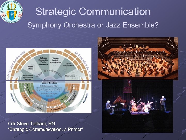 Strategic Communication Symphony Orchestra or Jazz Ensemble? Cdr Steve Tatham, RN “Strategic Communication: a