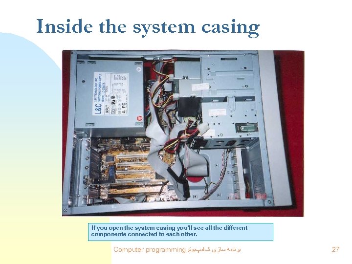 Inside the system casing If you open the system casing you’ll see all the