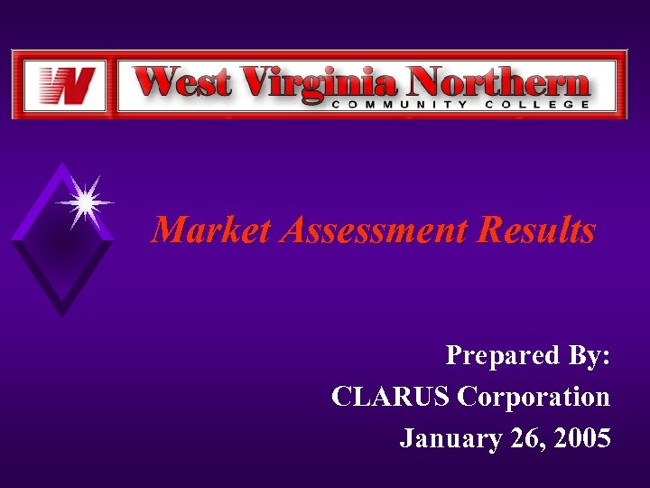 Market Assessment Results Prepared By: CLARUS Corporation January 26, 2005 