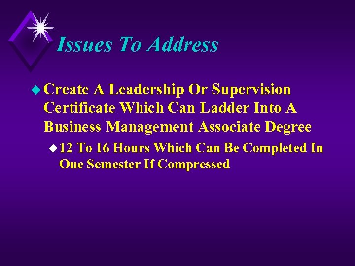 Issues To Address u Create A Leadership Or Supervision Certificate Which Can Ladder Into