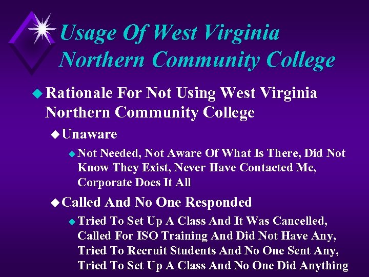 Usage Of West Virginia Northern Community College u Rationale For Not Using West Virginia