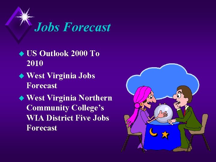 Jobs Forecast u US Outlook 2000 To 2010 u West Virginia Jobs Forecast u