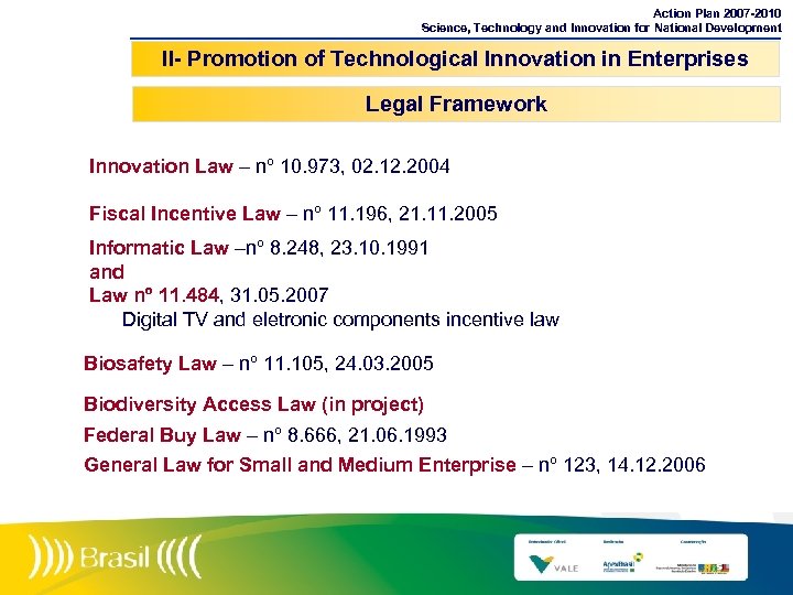Action Plan 2007 -2010 Science, Technology and Innovation for National Development II- Promotion of