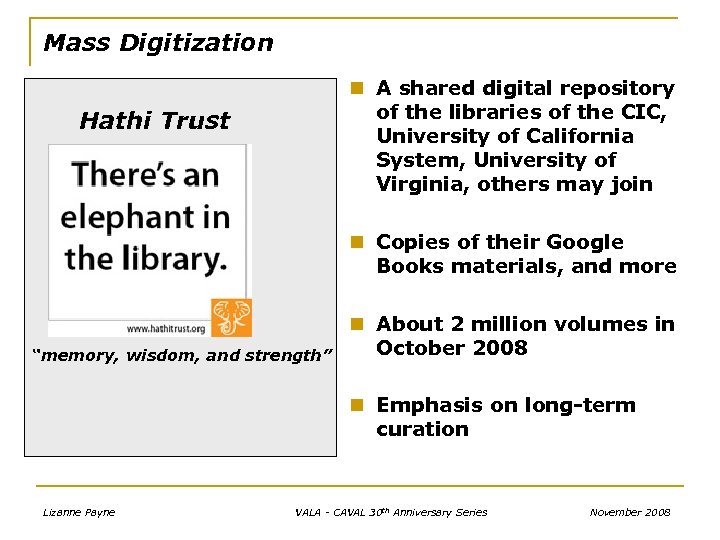 Mass Digitization n A shared digital repository of the libraries of the CIC, University