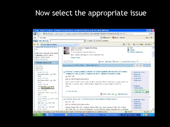 Now select the appropriate issue 