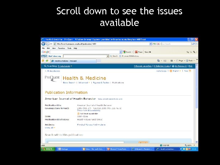Scroll down to see the issues available 