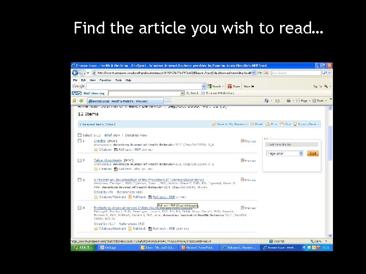 Find the article you wish to read… 